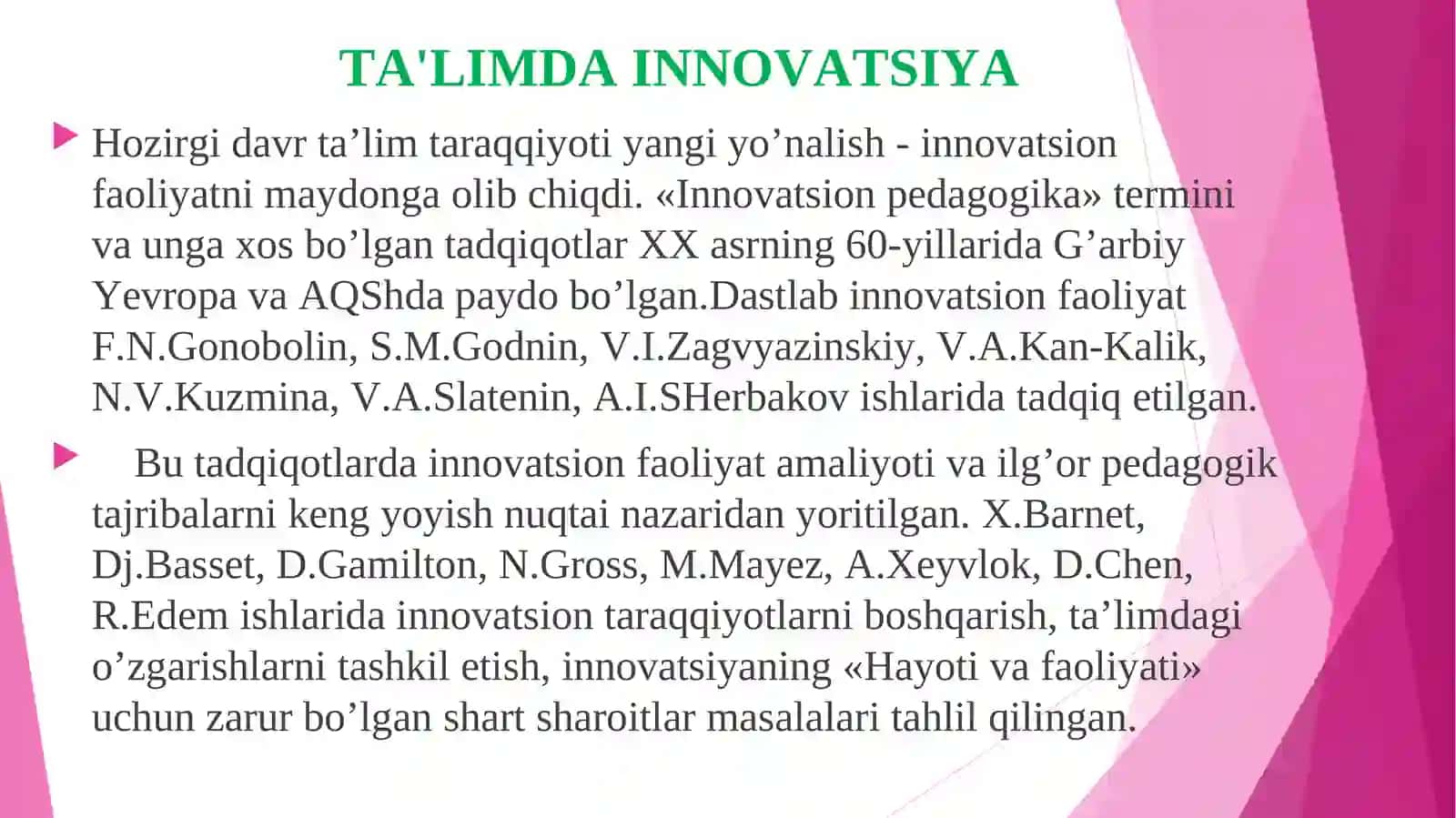 TA’LIMDA INNOVATSION JARAYONLAR 2