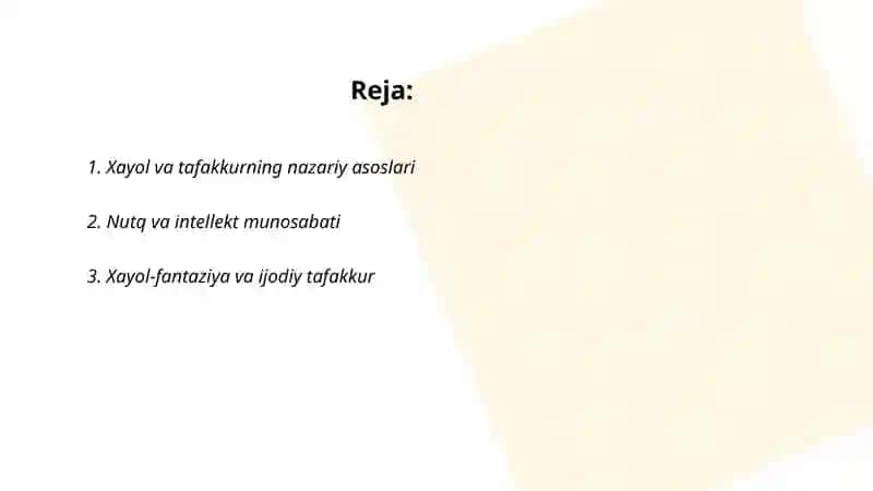 Xayol va tafakkur nazariy asoslari 2