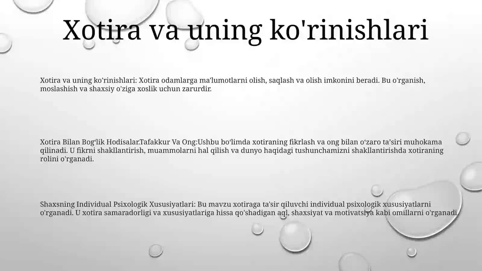 Xotira Bilan BogʻLik Hodisalar.Tafakkur Va Ong 2