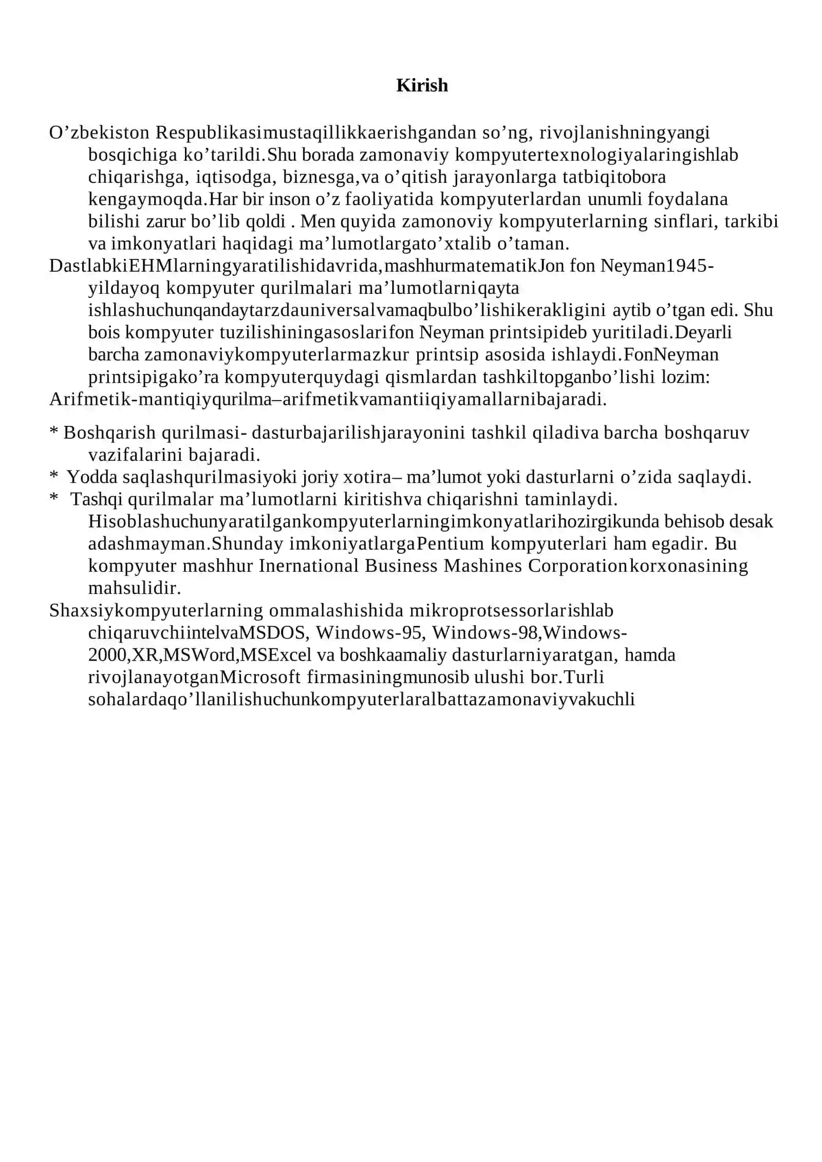 Parallel kompyuterlar: umumiy va ajratilgan xotirali multiprotsessorlar va multikompyuterlar 2