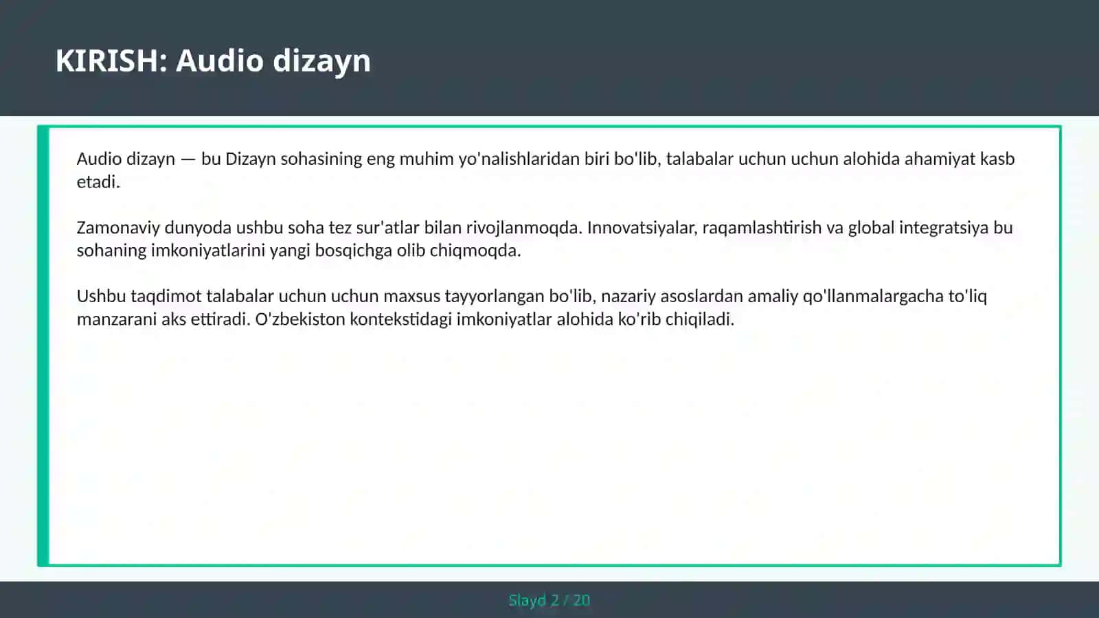 Audio dizayn 2