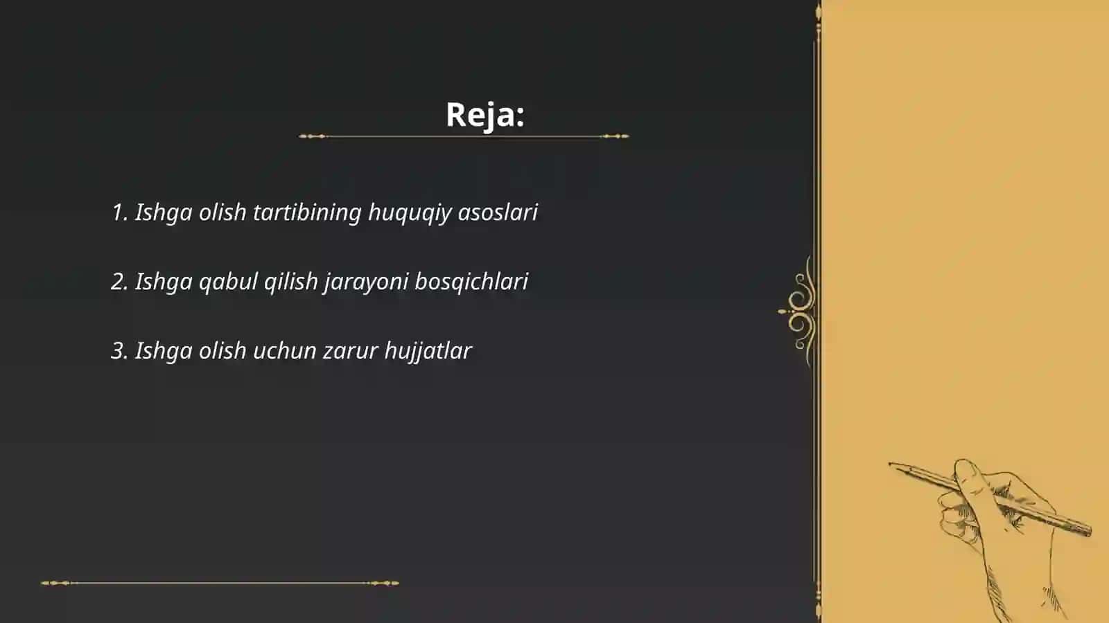 Ishga olish tartibi 2