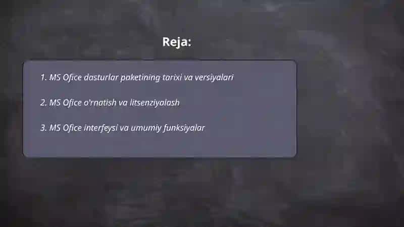 MS Ofice dasturlar paketi 2