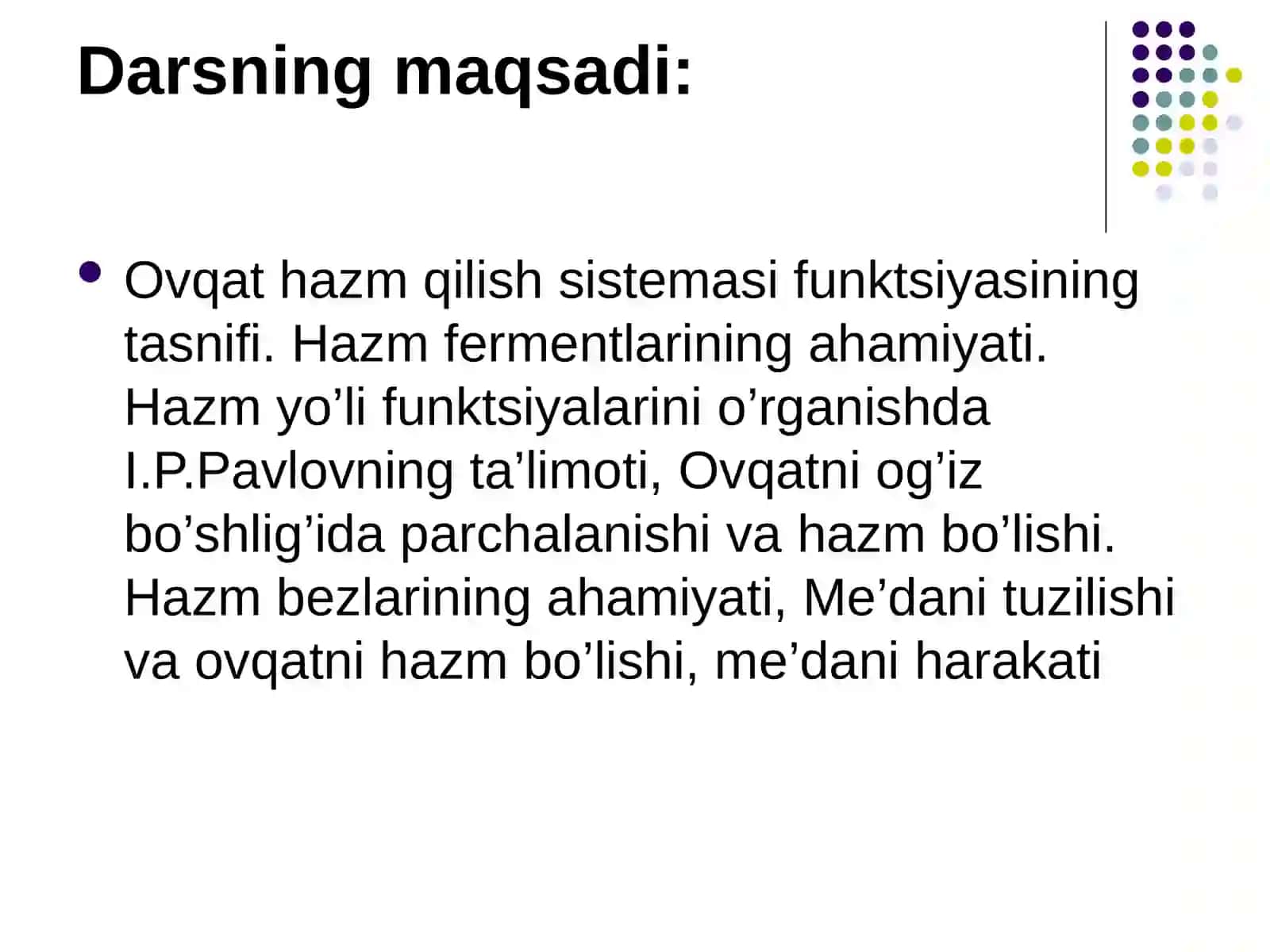 OVQAT HAZM QILISH SISTEMASINING FIZIOLOGIYASI 2