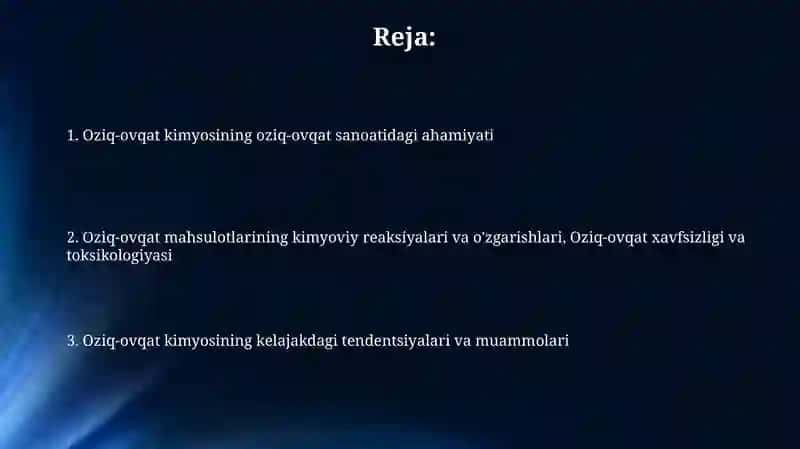 Oziq ovqat kimyosi fanining oziq ovqat sanoatida tutgan oʻrni 2