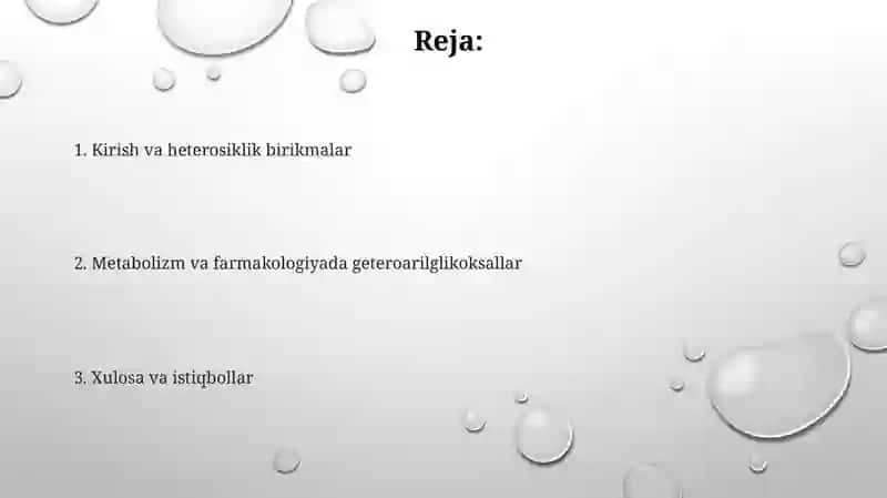 Geteroxalqali birikmalar metabolitlar va dorivor vositalar sifatida 2