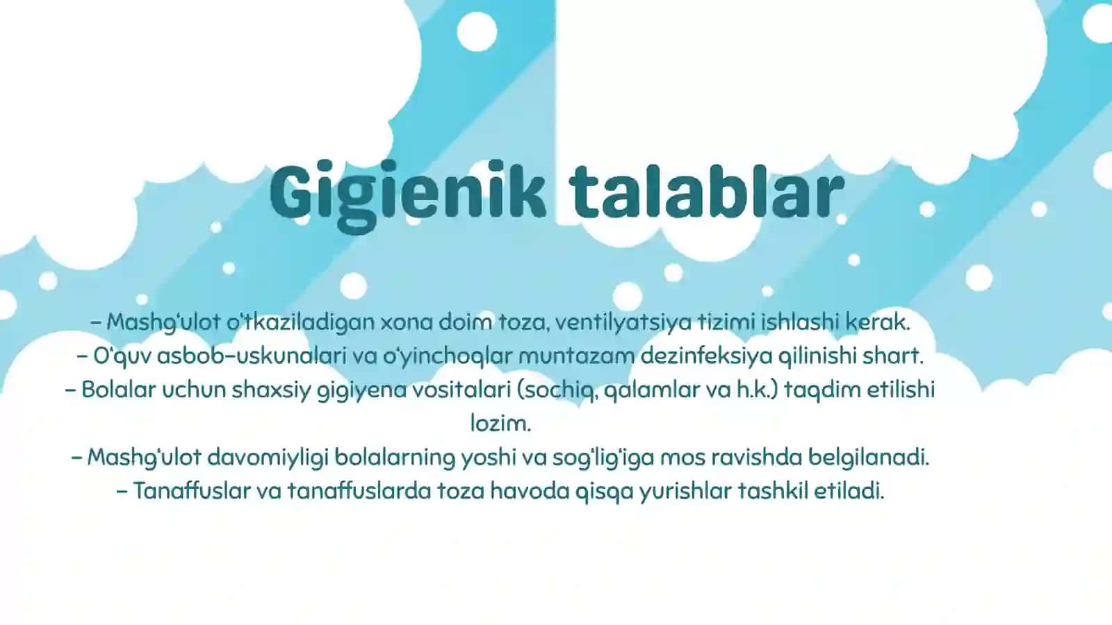 ENB bolalar bilan korreksion mashg‘ulotlarni tashkil etishda gigienik va deontalogik talablar 2