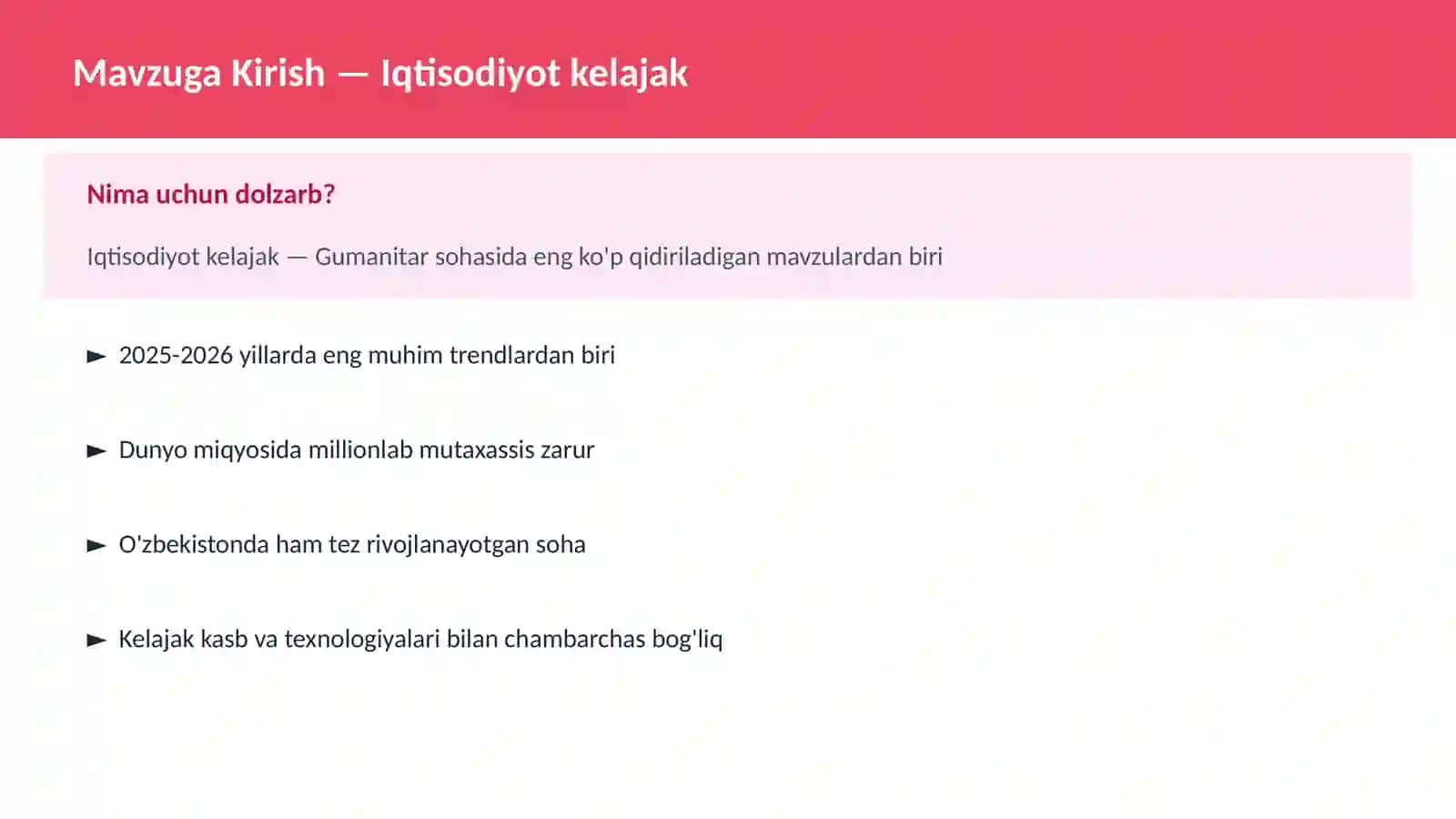 Iqtisodiyot kelajak 2