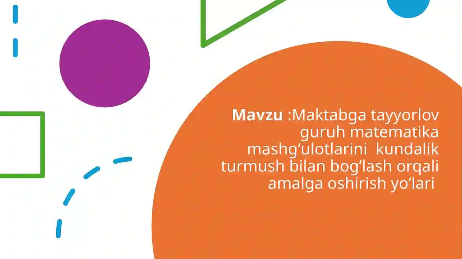 Elementar matematik tasavvurlarni shakllantirish metodikasi 2