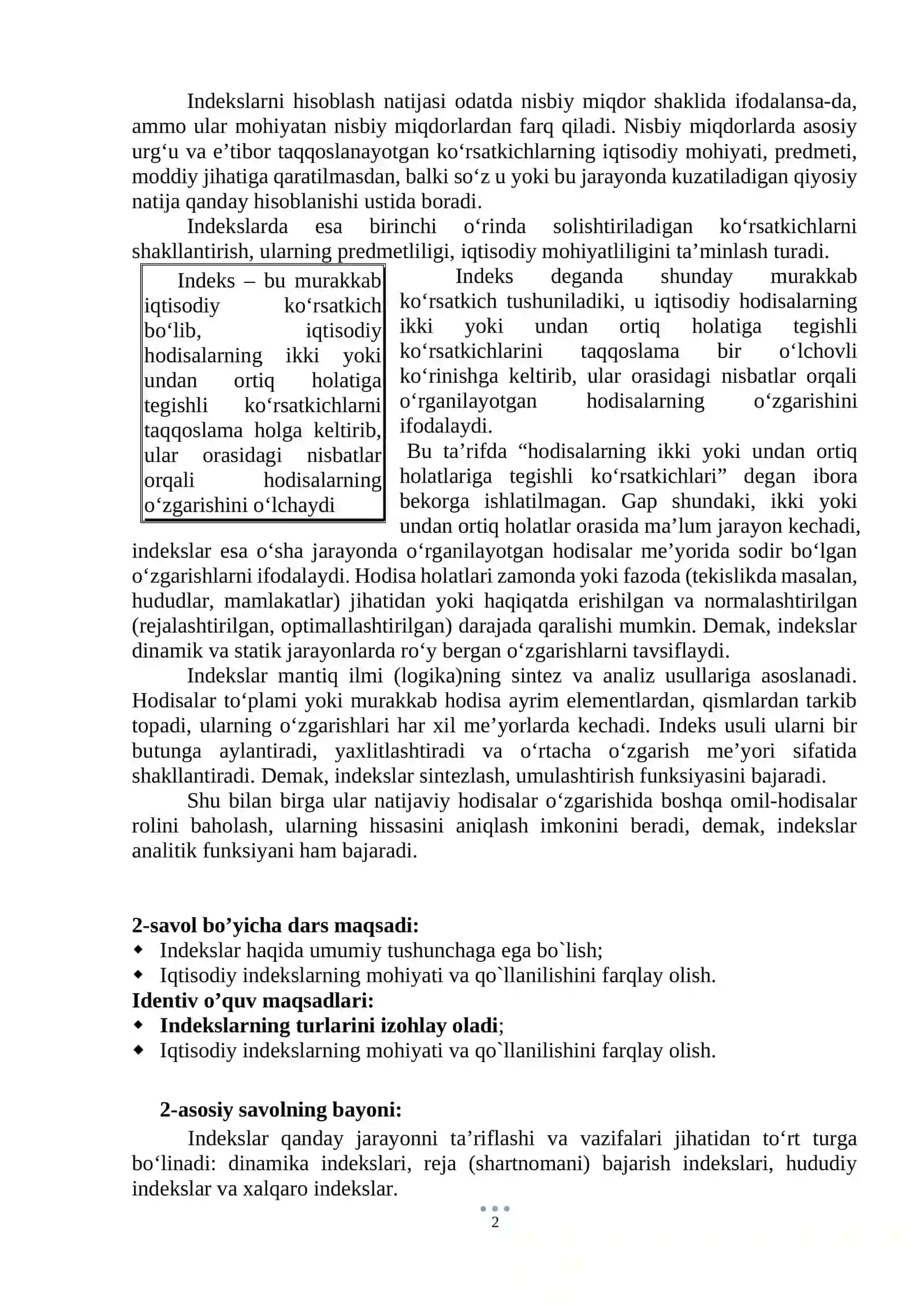 IQtisodiy indekslar 2