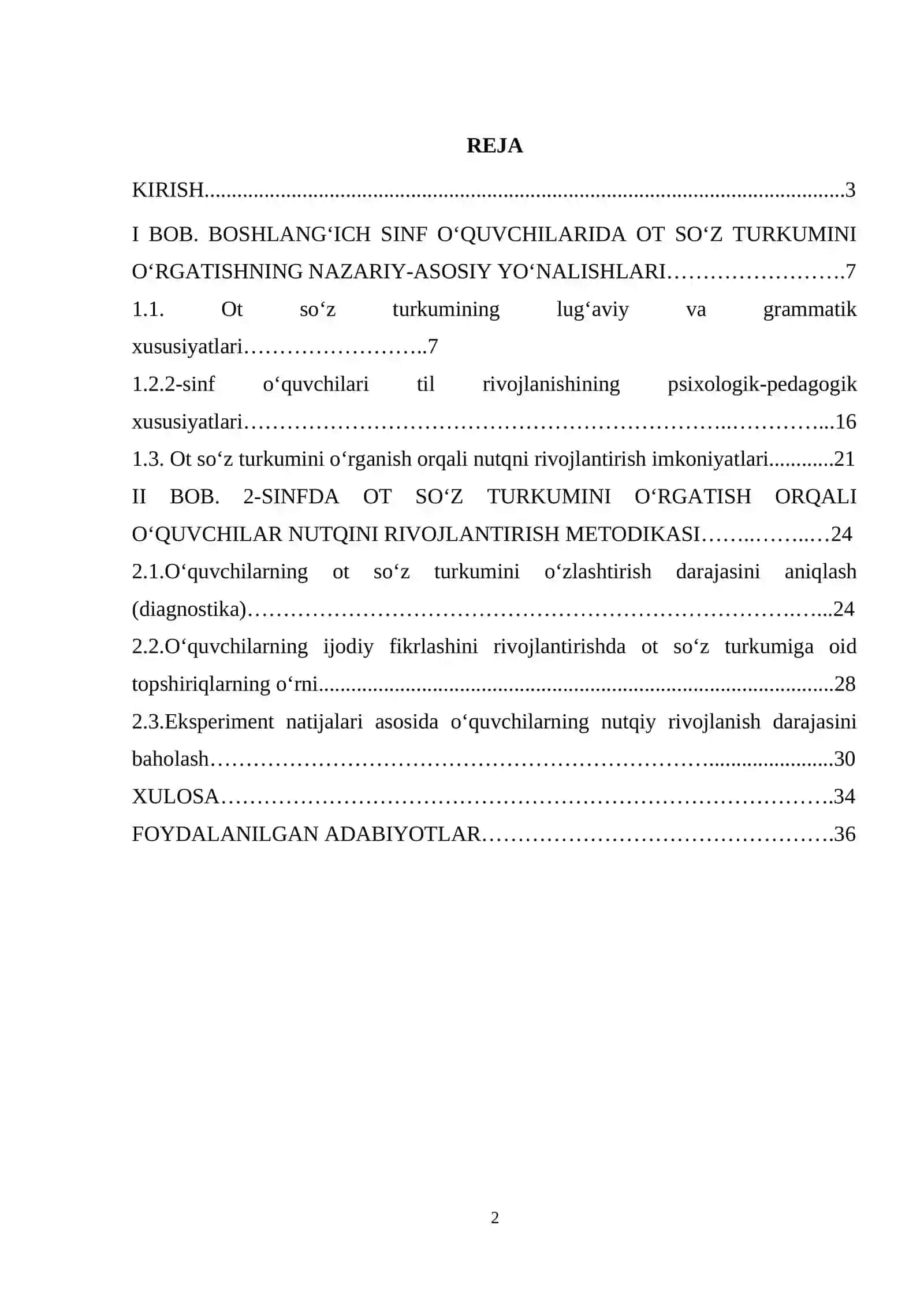 2-sinf ot so’z turkumini o’rganish jarayonida o’quvchilar nutqini o’stirish 2