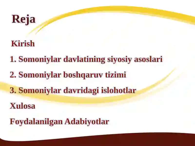 Somoniylar davlat boshqaruvivaislohotlar 2