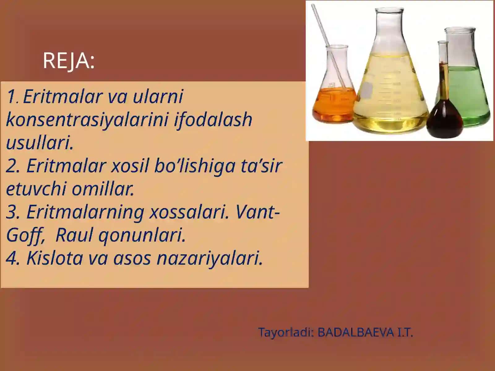 Eritmalarning zamonaviy nazariyalar, rejalar va atermalar 2