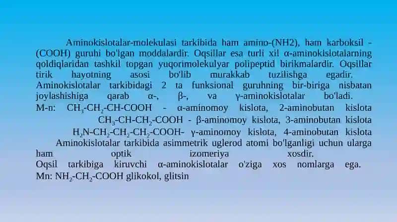 Aminokislotalar, Peptidlar va Oqsillarning Fizik - Kimyoviy Xossalari 2