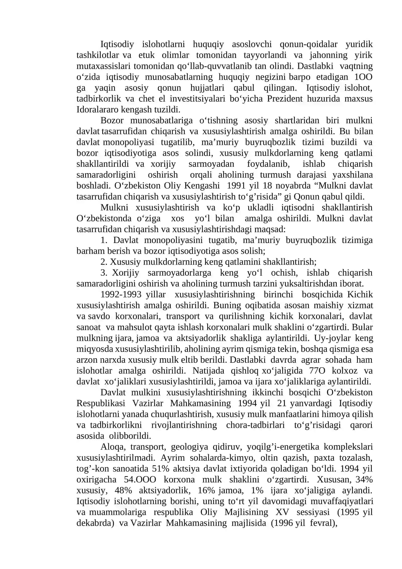 O‘zbеkistоnda bоzоr munоsabatlarining shakllantirilishi va taraqqiyot bosqichlari 2