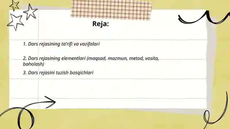 Dars rejasi va uning turlari 2