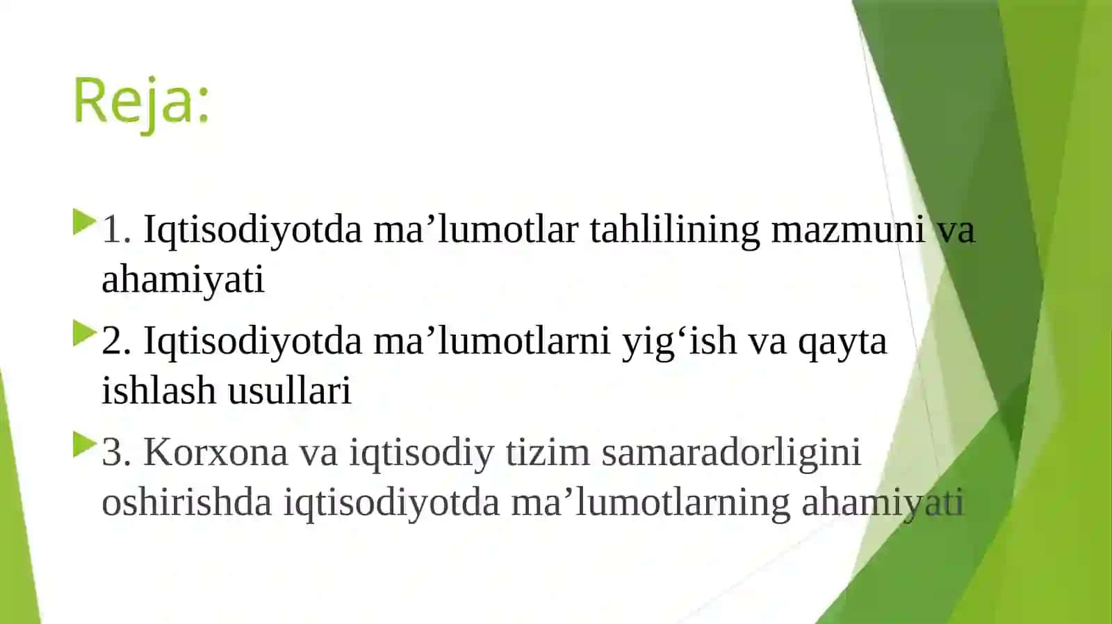 Iqtisodiyotda ma’lumotlar tahlili fani 2
