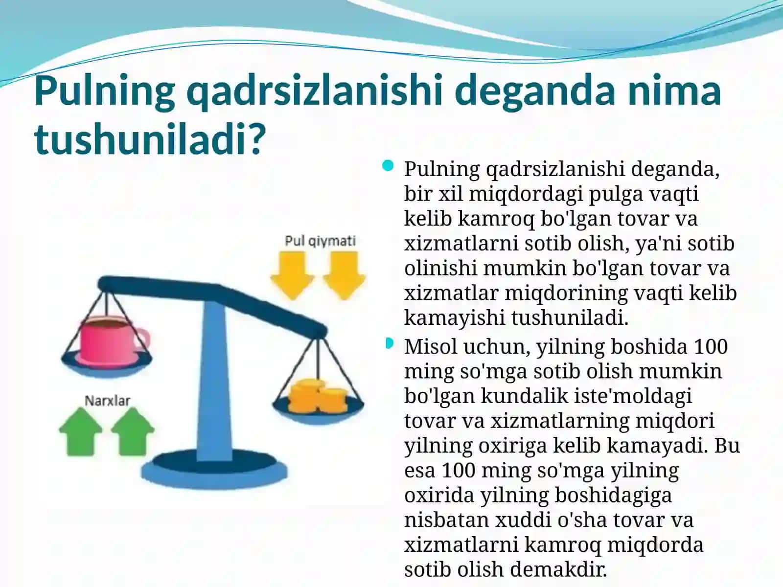 Pulning qadrsizlanishi deganda nima tushuniladi? 2