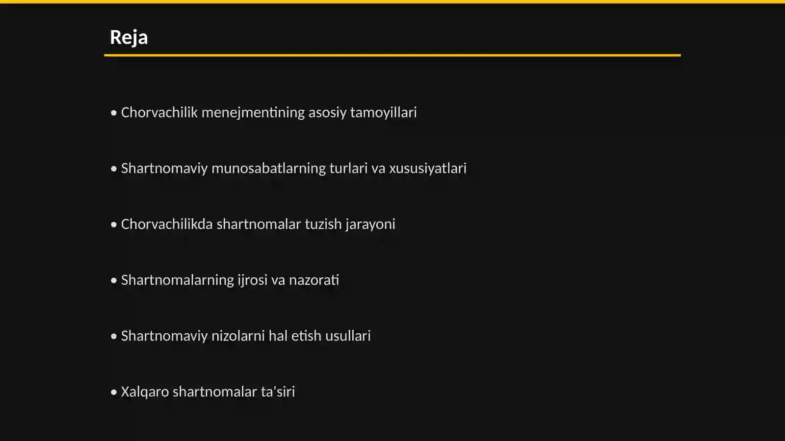 Chorvachilik menejmentida shartnomaviy munosabatlar 2