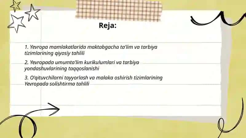 Yevropa mamlakatlarida talim tarbiya masalalarining olib borilishi va qiyosiy tahlil 2