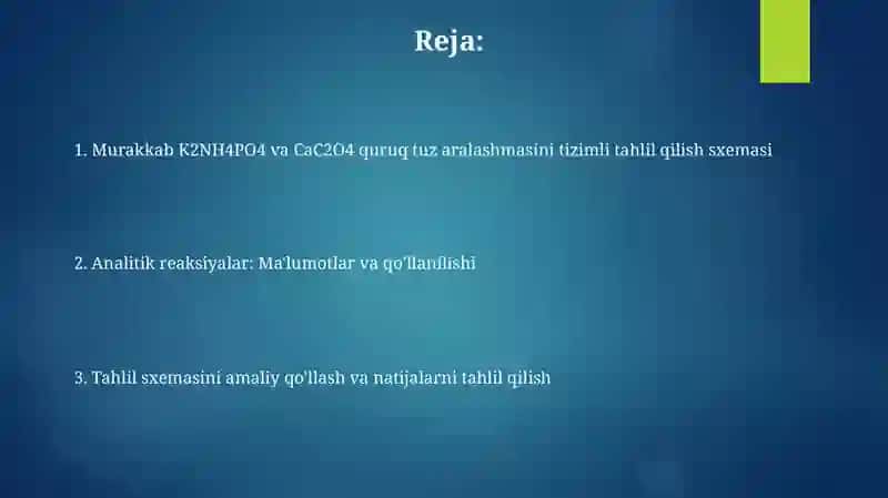 Murakkab K2NH4PO4 va CaC2O4 quruq tuzlar aralashmasining tizimli taxlil chizmasi 2