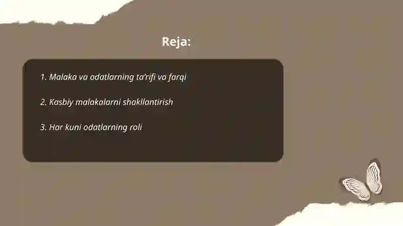Shaxsning malaka va odatlari 2