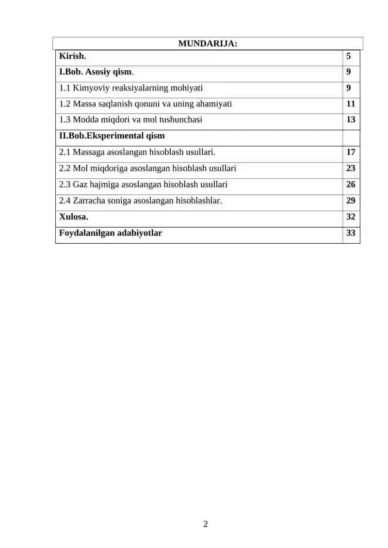 Kimyoviy reaksiya tenglamalari asosida stexiometrik hisoblash usullari 2