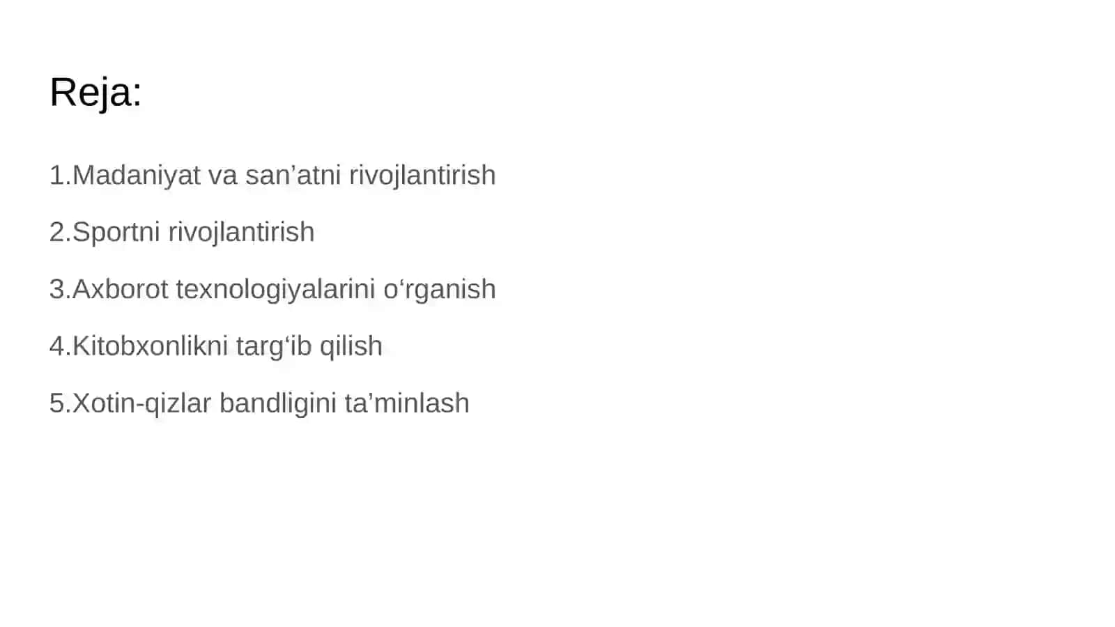 Prezident tomonidan ilgari surilgan 5 ta muhim tashabbus 2
