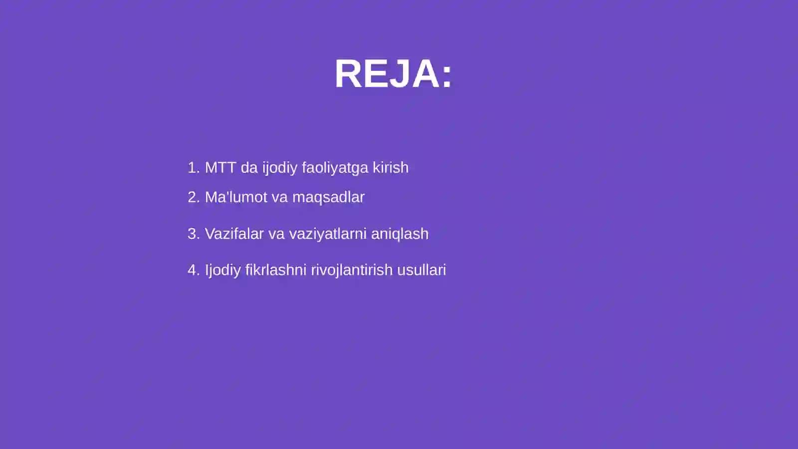 MTT da ijodiy faoliyatga õrgatish maqsad va vazifalari 2