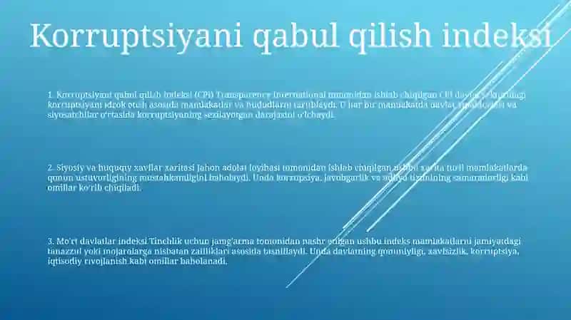 Siyosiy-Huquqiy Sohadagi 10 Ta Ustuvor Xalqaro Reytinglar Va Ko'Rsatgichlar 2
