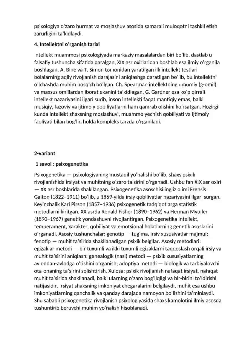 Differensial psixologiyaning yuzaga kelish tarixi 2