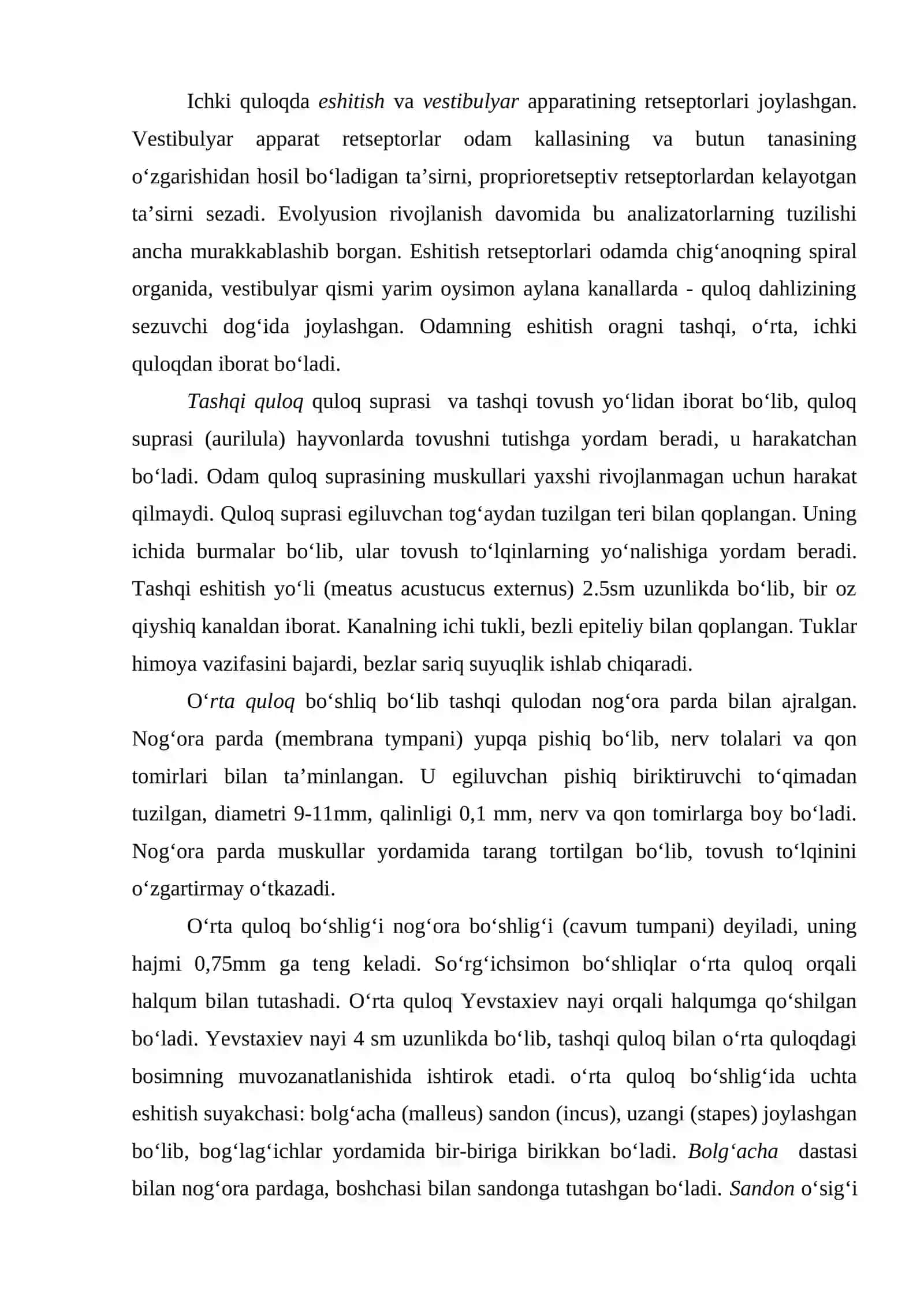 14-MA’RUZA. ANALIZATORLAR. TA'M BILISH VA ESHITISH ORGANLARINING TUZILISHI 2