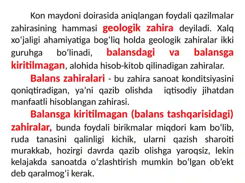 Foydali qazilma zahiralarini tasnifi 2