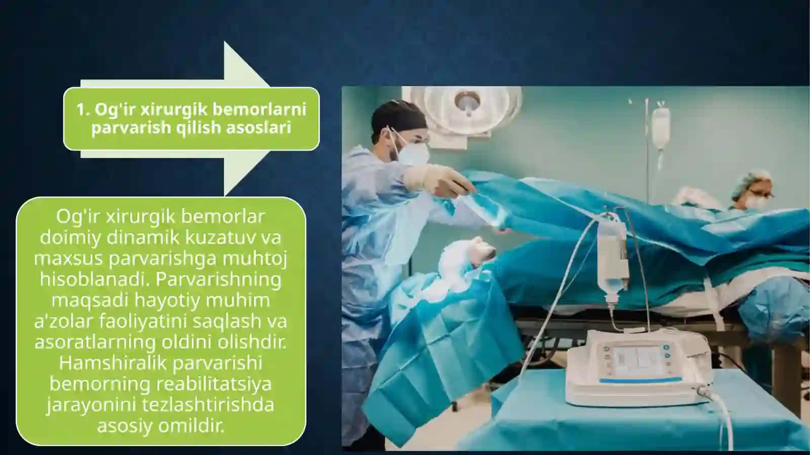Tibbiyotkasbigakirish/Xirurgik bemorlarni kuzatish va davolash usullari haqida ma'lumotlar mavzusida slayd 16 talik mukammal tuzilish aniq rasmlar 2