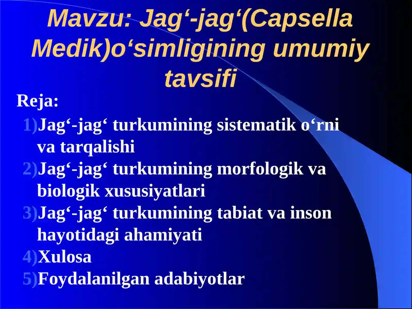 Jag‘-jag‘(Capsella Medik)o‘simligining umumiy tavsifi 2