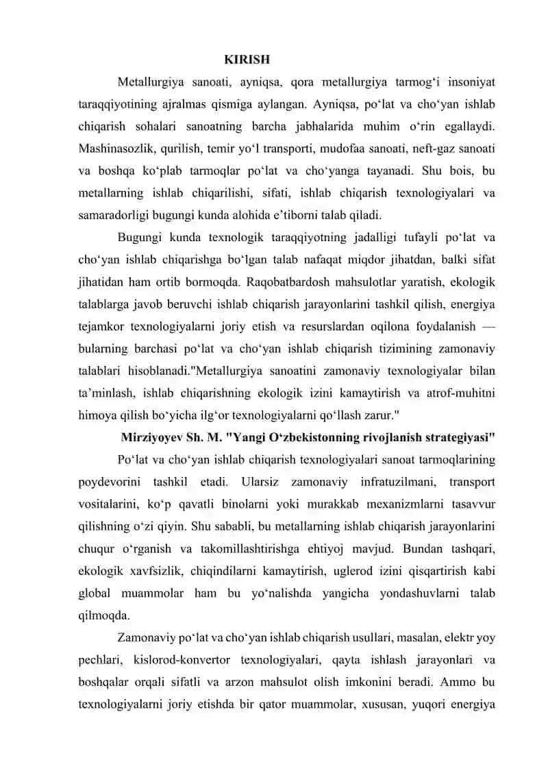 Po'lat va cho'yan ishlab chiqarish 2