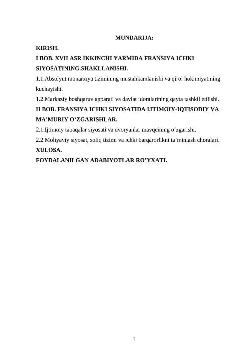 XVII-asr ikkinchi yarmida Fransiya ichki siyosatining xususiyatlari 2
