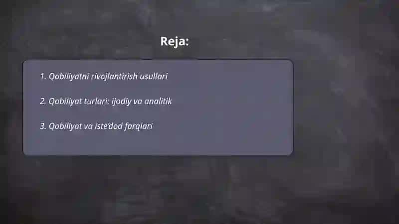 Qobiliyatni Rivojlantirish Usullari 2