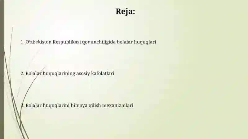 O'zbekiston Respublikasi Qonunida Bolalar huquqlari 2