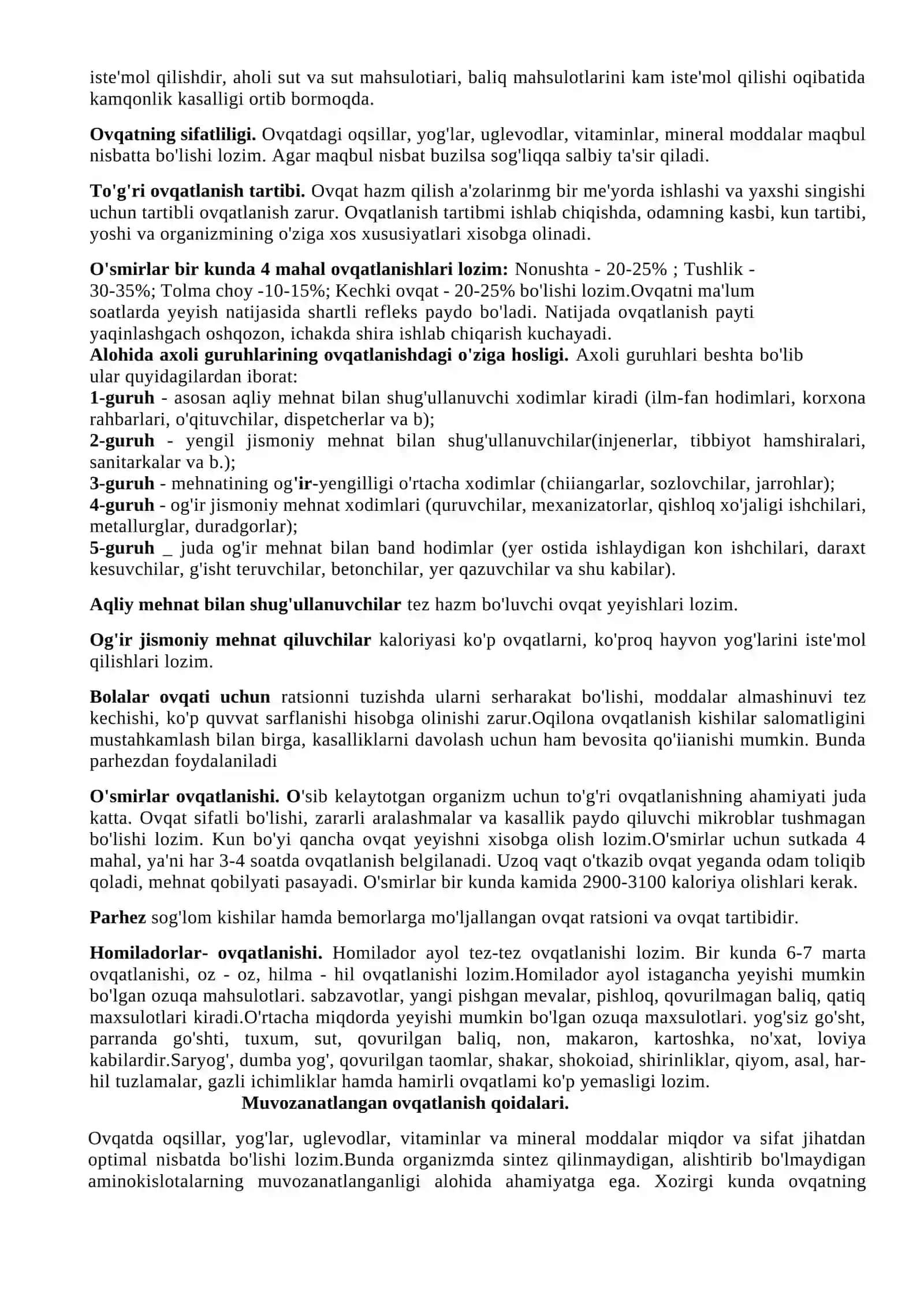 Ratsional ovqatlanishning valeologik ta’moyillari 2