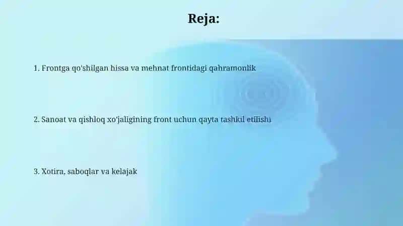 O'zbekistonning fashizim ustidan g'alabaga qo'shgan munosib hissasi 2