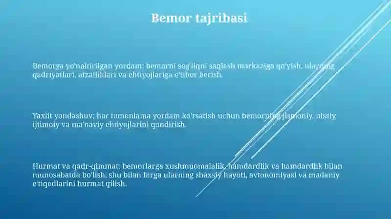 Bemorlarni Parvarish Qilish 2