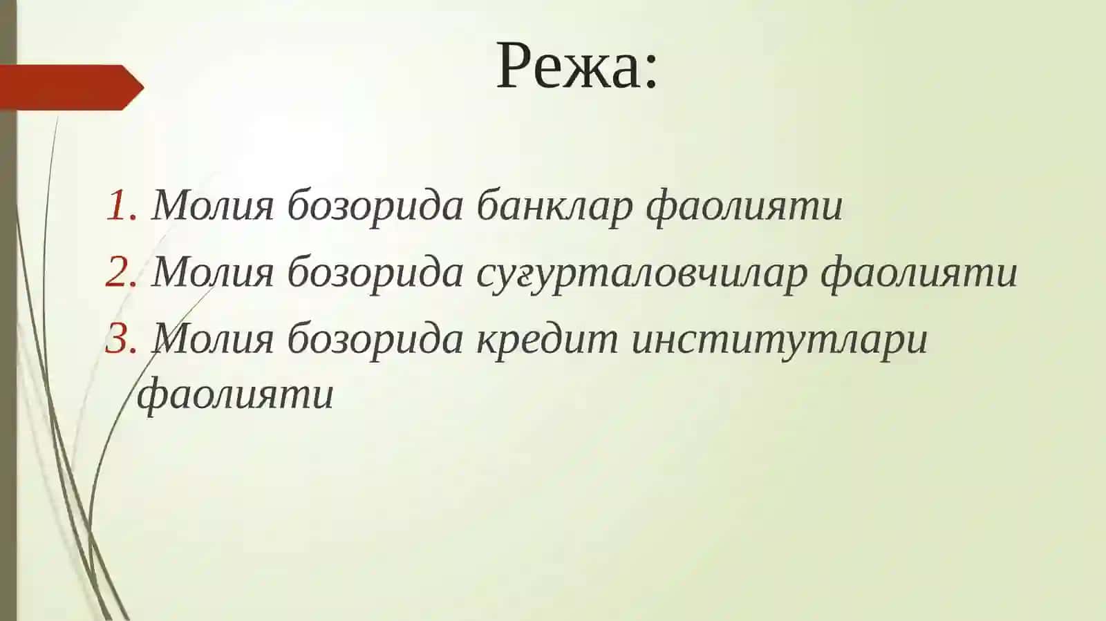 Молия бозорида банклар ва нобанк кредит институтлари 2