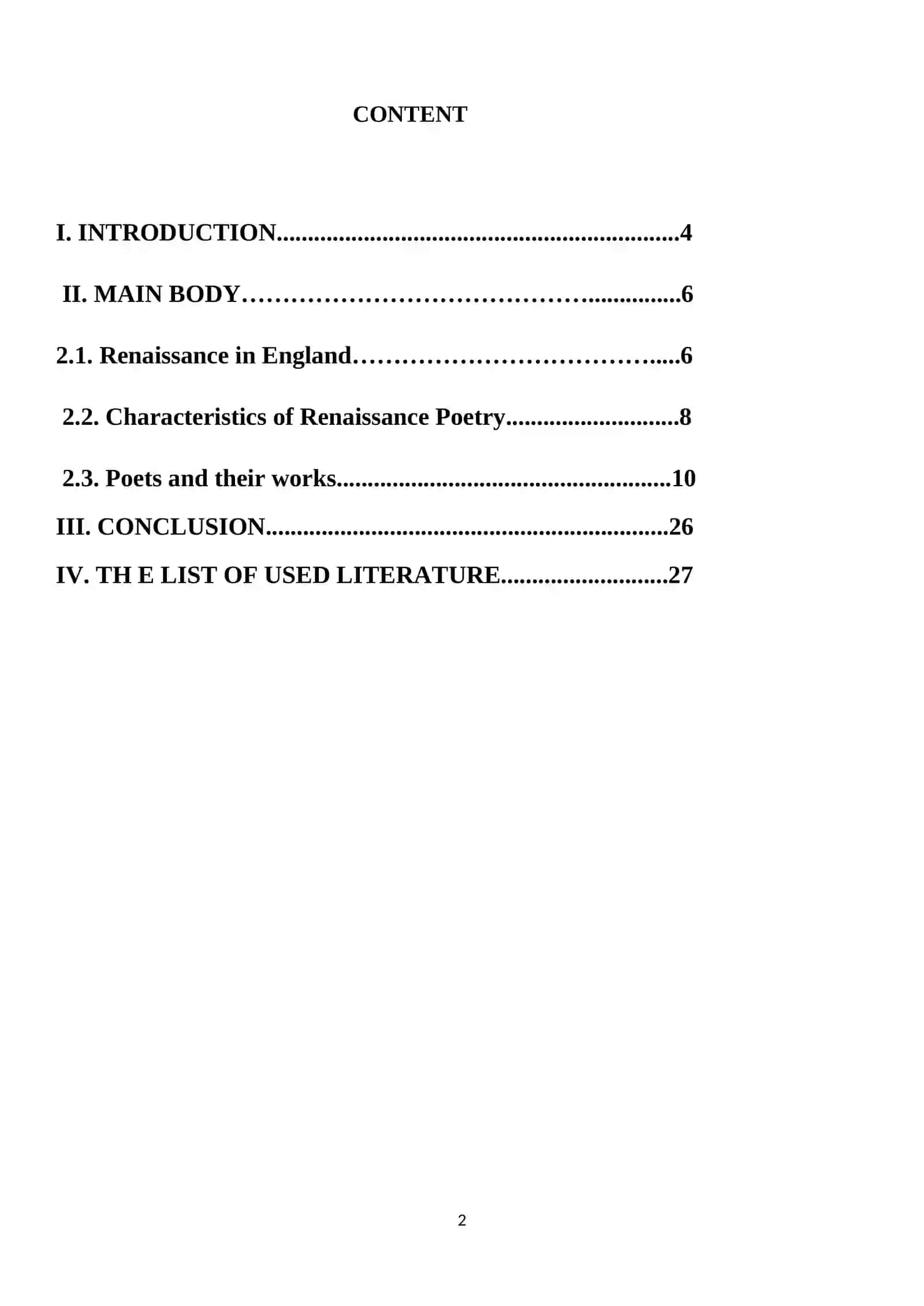 Course Paper on The Poetry of Renaissance Period 2