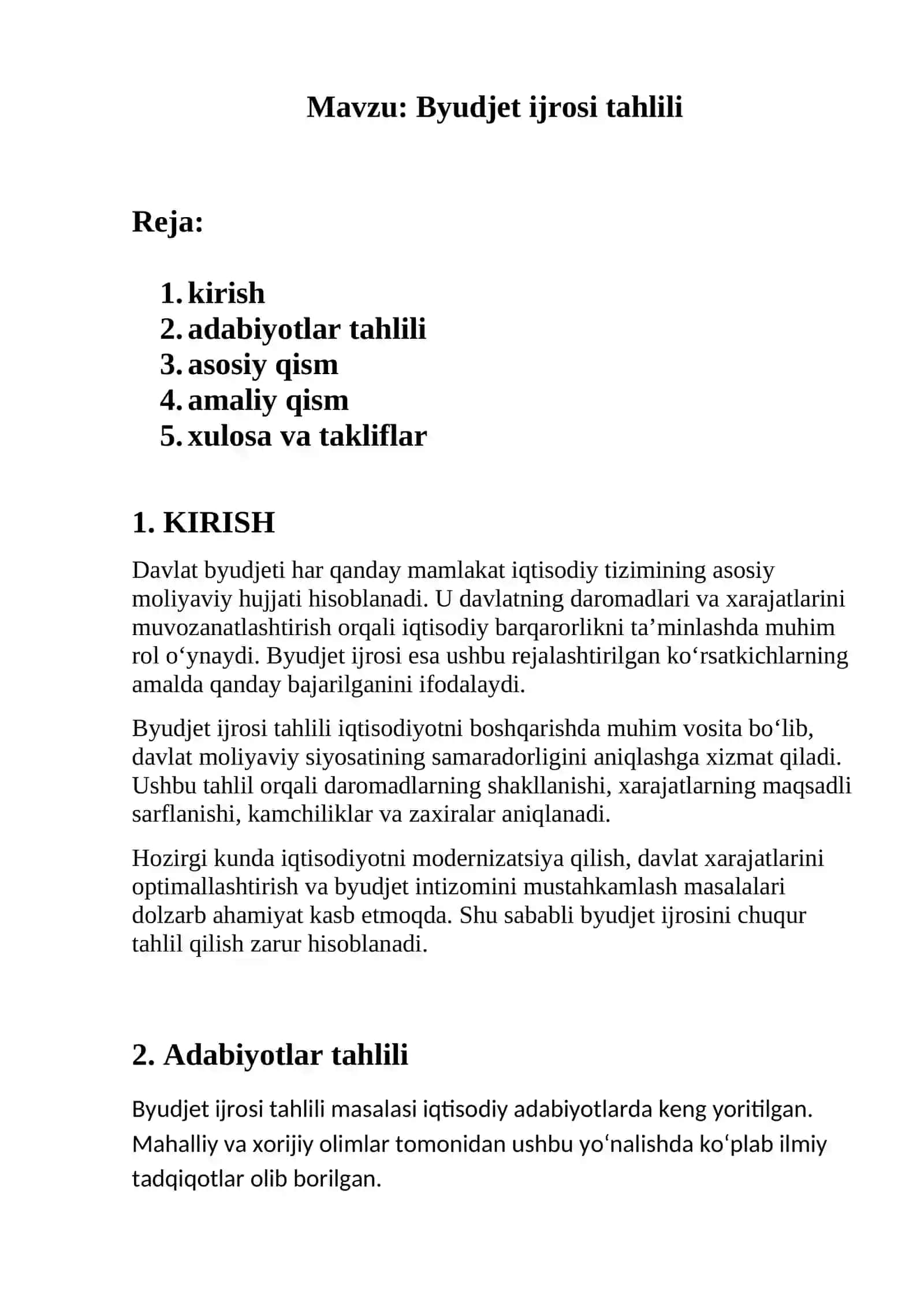 Byudjet ijrosi tahlili 2