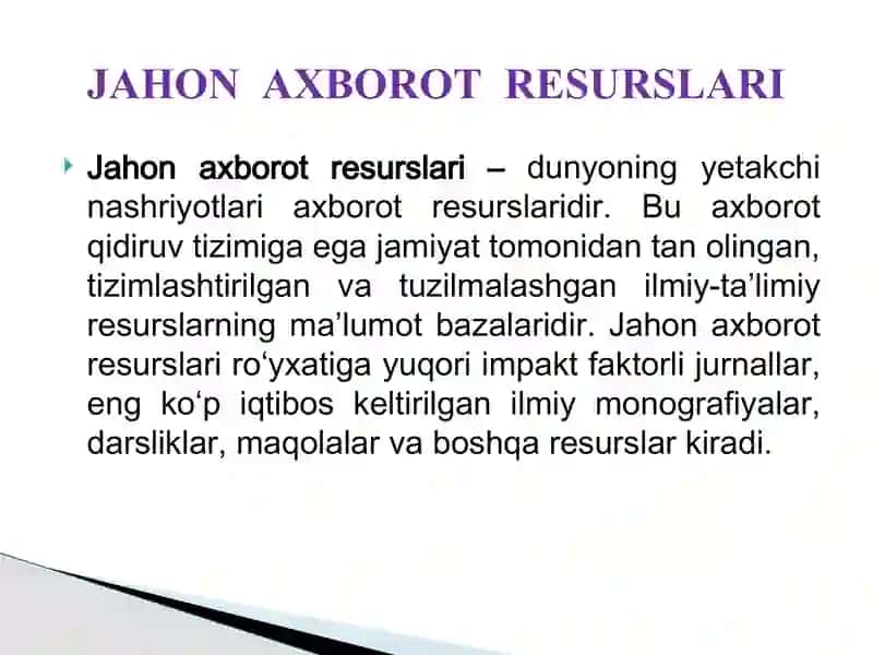 Jahon axborot resurslari 2