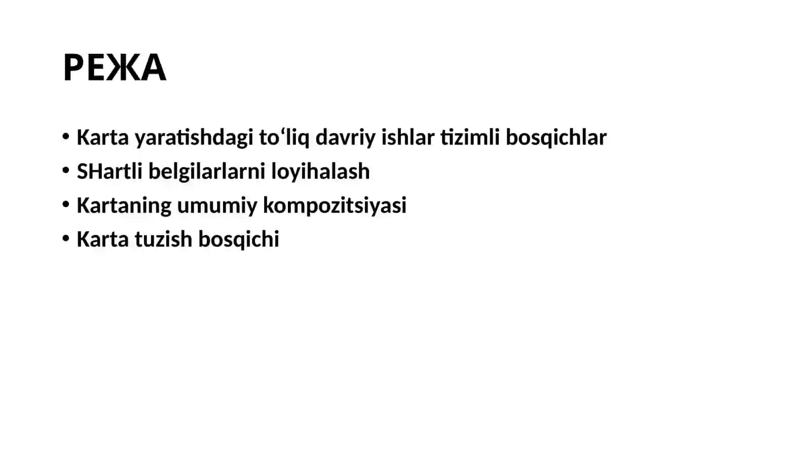 Mavjud kartografik materiallarni geodezik asoslarini tahmin qilish va ularni tuziladigan kartalarning geodezik koordinatalar tizimiga o’girish 2