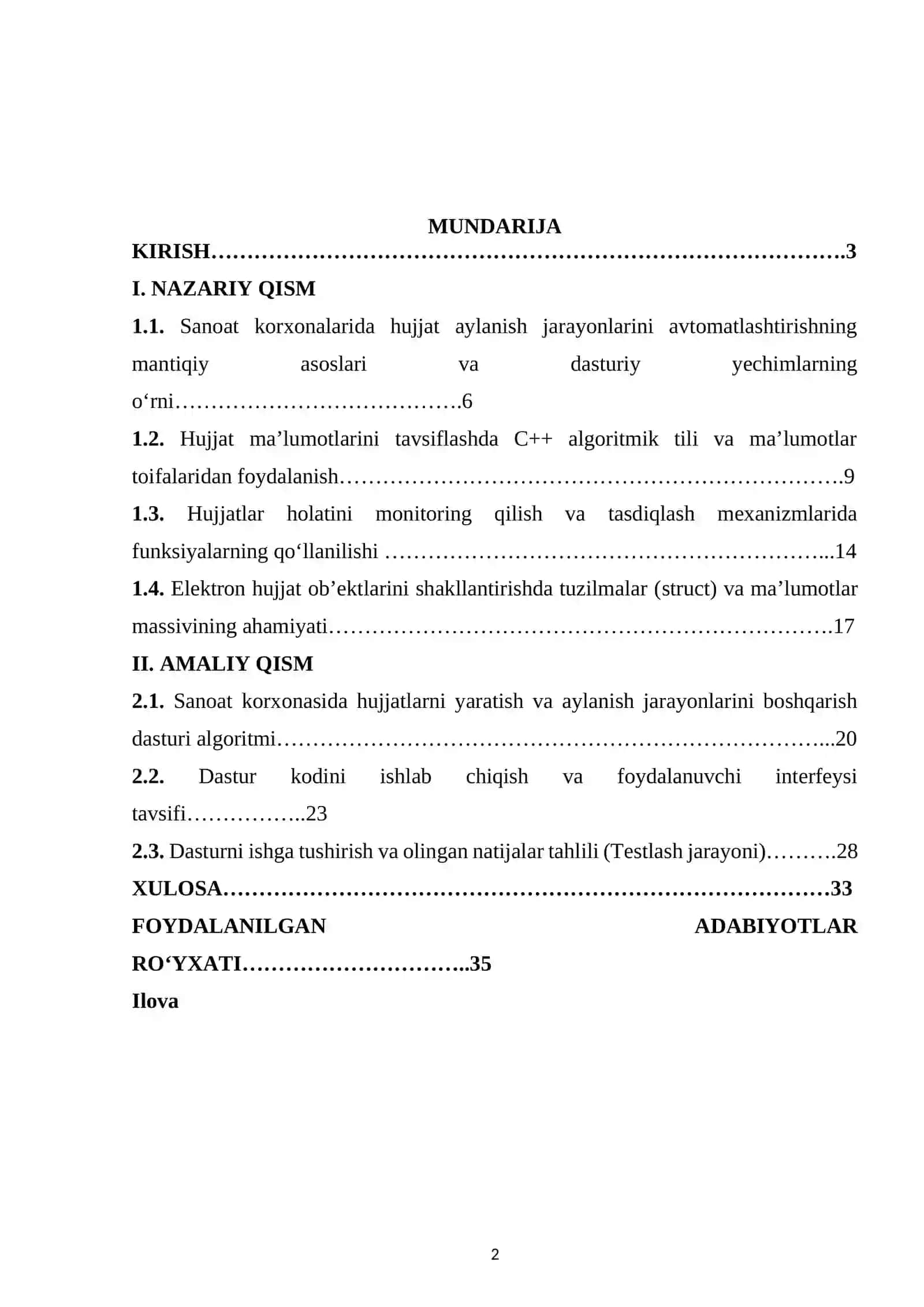 Sanoat korxonasida xujjatlarini yaratish va aylantirish jarayonlarini avtamatlashtirish tizimini ishlab chiqish 2