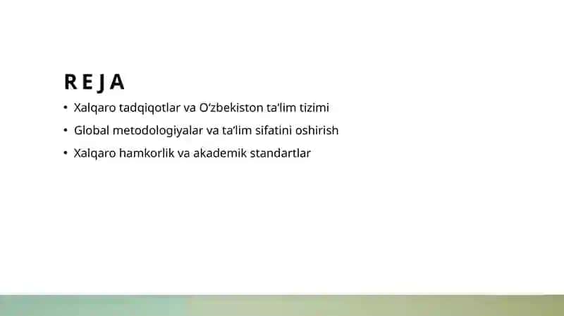 Xalqaro tadqiqotlar va Oʻzbekiston taʼlim tizimi 2