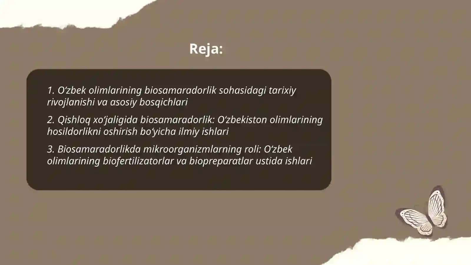 Biosamaradorlik boʻyicha ishlagan oʻzbek olimlarining ilmiy ishlari haqida 2